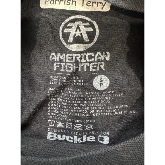 American Fighter Shirt Mens Small Black Distressed‎ MMA Gym Workout Casual |L1 - Picture 2 of 6